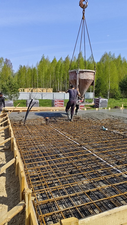 Бетоннирование фундамента на объекте в КП Новое Савватьево